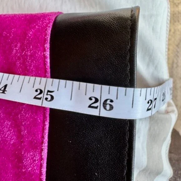 Danier Vintage 80s/90s Fuchsia Pink and Black Suede Leather Blazer and Skirt Set - Picture 13 of 16